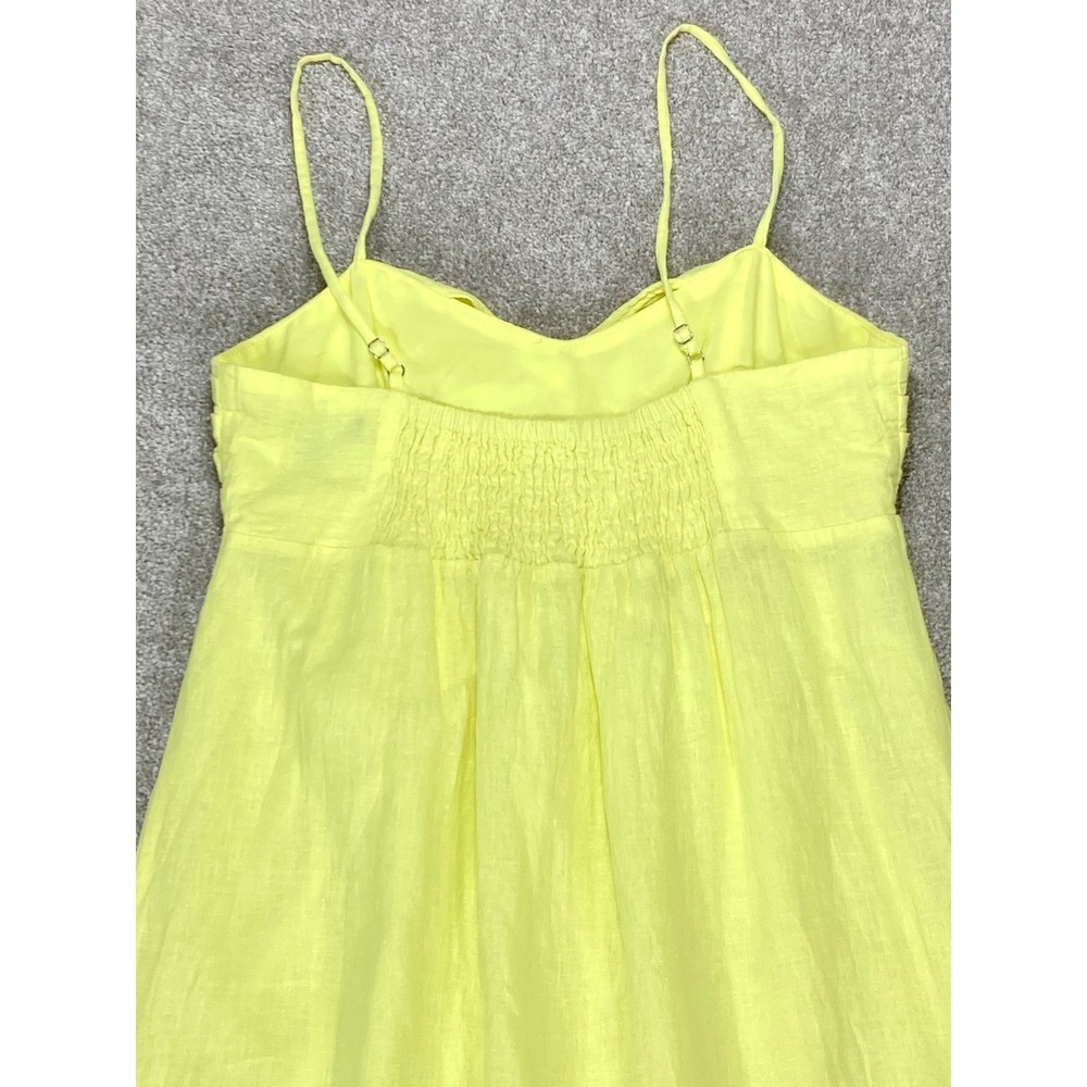 Banana Republic Linen Tiered Maxi Dress Womens 4 Yellow Smocked Resortwear Chic - Picture 5 of 11